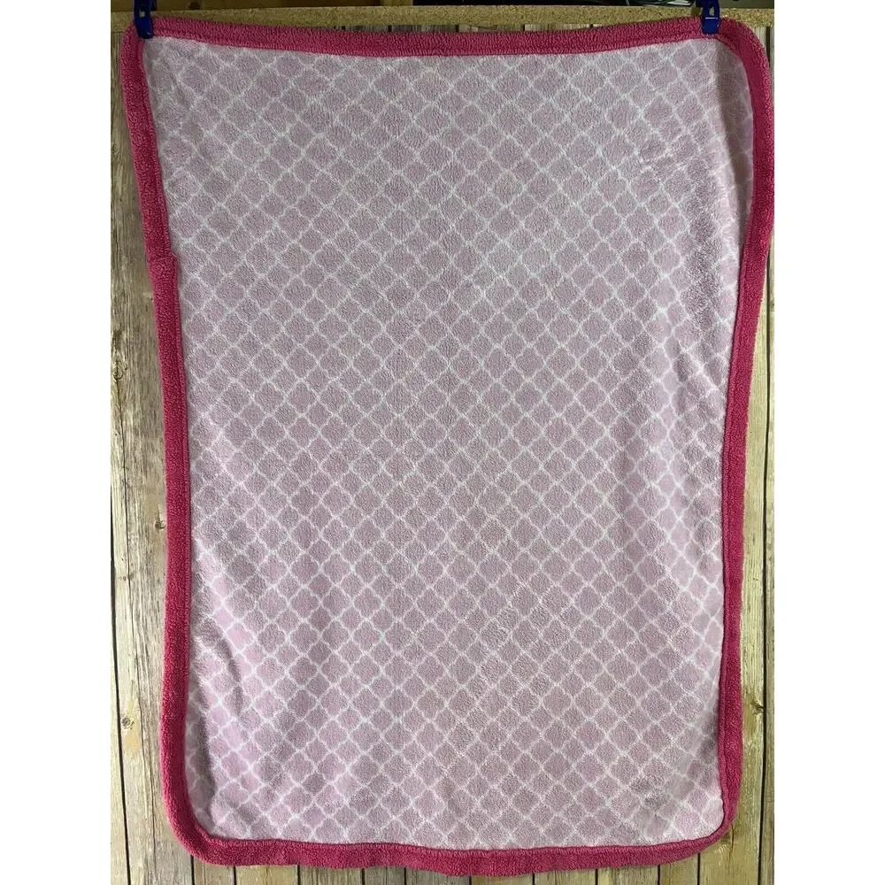 Petite L’Amour pink lattice print baby blanket girls nursery